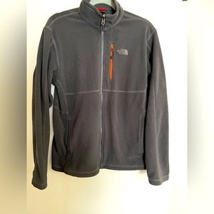 North Face light fleece jacket. Grey with orange trim